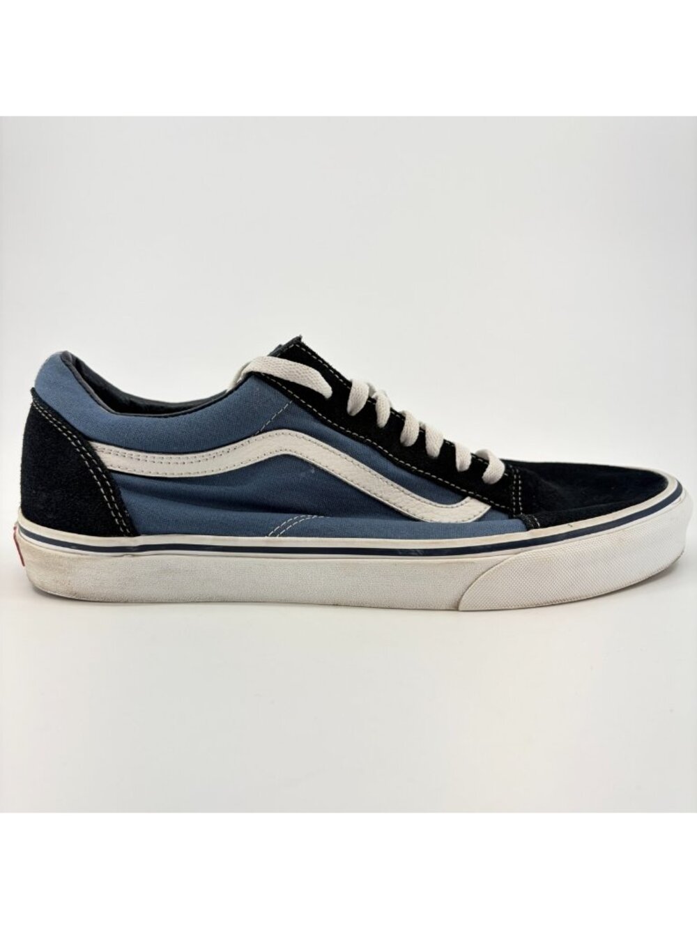 Vans Old Skool Mens Size 11.5 Black Blue Athletic Skateboard Shoes Sneakers